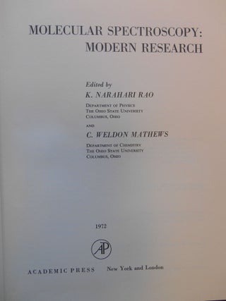 Molecular Spectroscopy: Modern Research