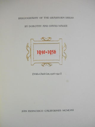 Bibliography of the Grabhorn Press, 1940-1956; With a Check-List, 1916-1940