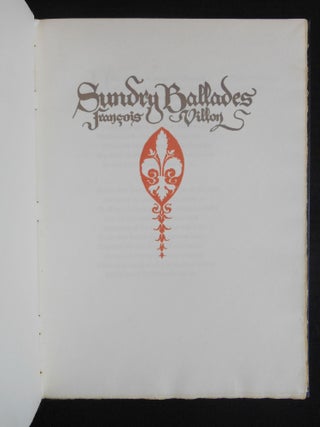 Sundry Ballades of Francois Villon