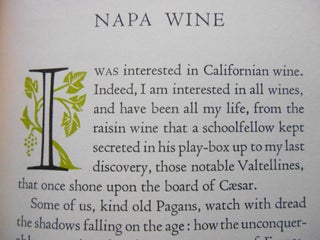 Item #17100552 Napa Wine; A Chapter from "The Silverado Squatters" Robert Louis Stevenson, M. F....