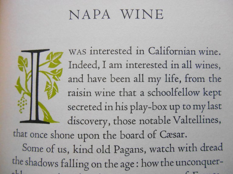 Item #17100552 Napa Wine; A Chapter from "The Silverado Squatters" Robert Louis Stevenson, M. F. K. Fisher, Mallette Dean, Introduction, Decorations.
