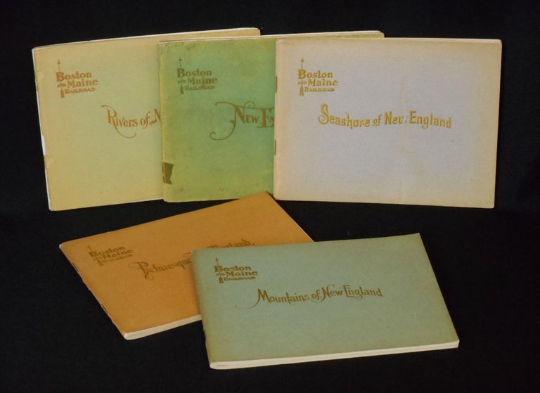 Item #17120521 Five volumes: Mountains of New England; Picturesque New England, Historical, Miscellaneous; Rivers of New England; New England Lakes; [and] Seashores of New England. Boston, Maine Railroad.