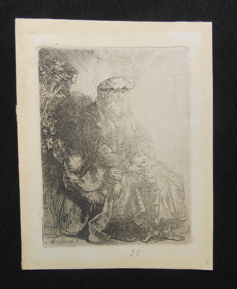 Item #18032510 Abraham Caressing (Isaac) Benjamin. Rembrandt van Rijn.