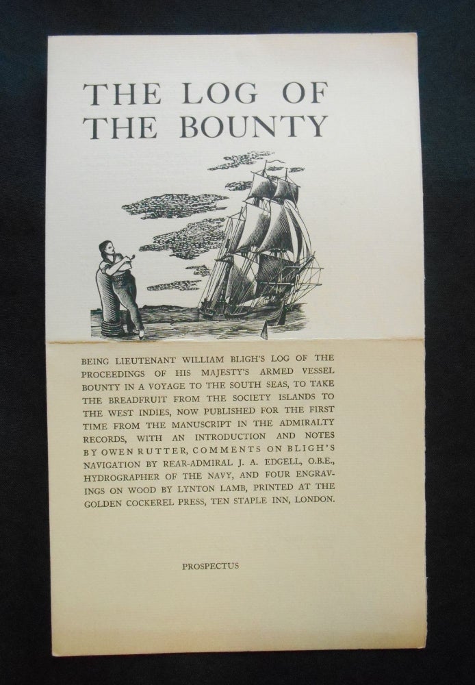 Item #18041615 [Prospectus Only] The Log of The Bounty. William Bligh, Lynton Lamb, Artist.