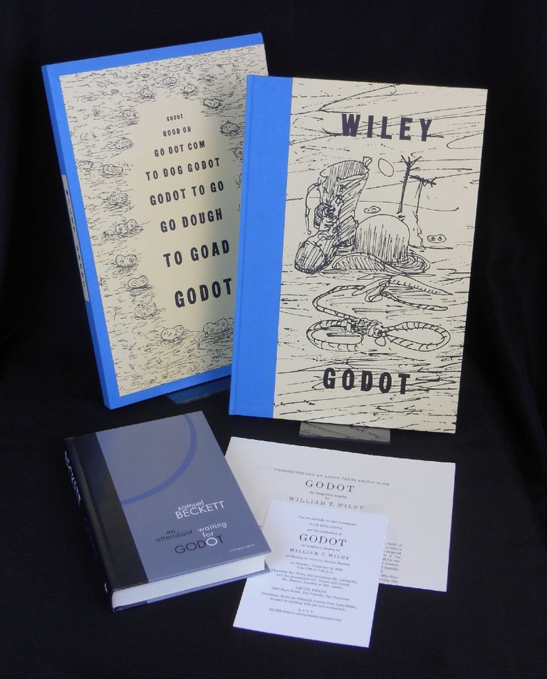 Item #18052111 Godot: An Imaginary Staging by William T. Wiley of Waiting for Godot, by Samuel Beckett [with] En Attendant / Waiting for Godot. Samuel Beckett, William T. Wiley, David Littlejohn, Andrew Hoyem, Program Note and Synopsis, Artist, Introduction.