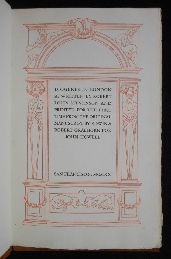 Item #18082202 Diogenes in London. Robert Louis Stevenson.