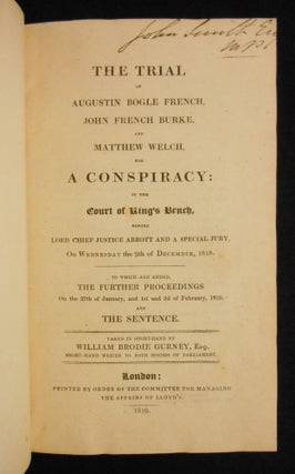 Item #19030302 The Trial of Augustin Bogle French, John French Burke, and Matthew Welch, for A...