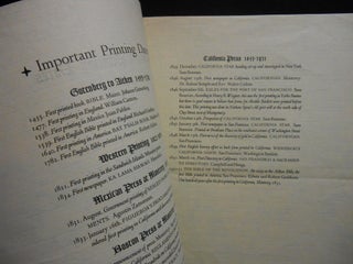 Item #190313071 Important Printing Dates; Souvenir Commemorating the Centenary of Printing in...