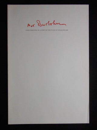 Lines Written in a Copy of the Plays of Shakespeare