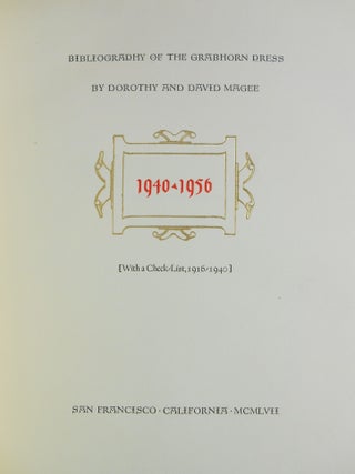 Bibliography of the Grabhorn Press, 1940-1956; With a Check-List, 1916-1940