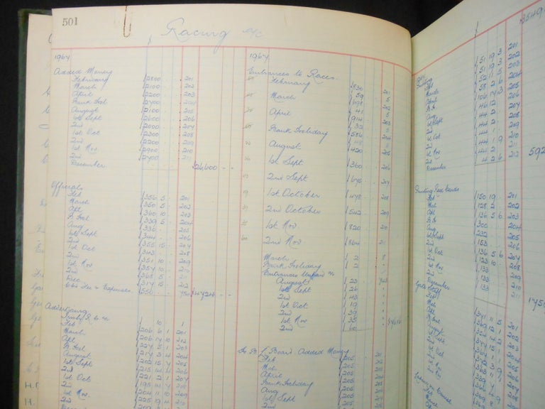 Item #210121002 Fontwell Park, Accounting Ledger, 1967-1972