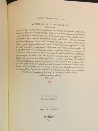 This Monkey's Gone to Heaven; Checklist Ultimo: Heavenly Monkey & MH Editions 2000 - 2020