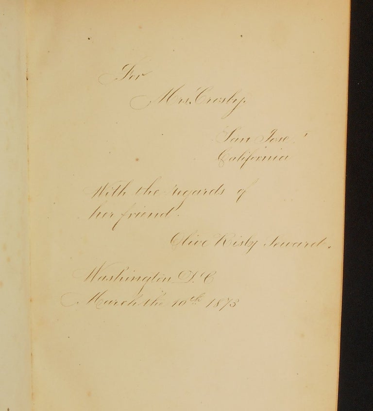 Item #22100106 William H. Seward's Travels Around The World [Association Copy - inscribed to "Mrs. Crosby"]. Olive Risley Seward.