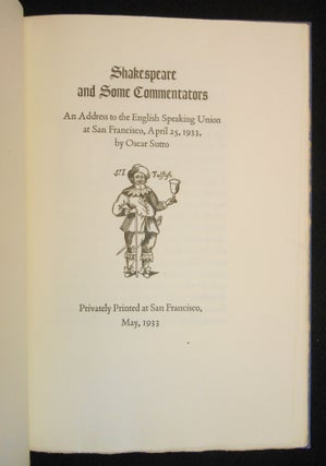 Item #23030808 Shakespeare and Some Commentators; An Address to the English Speaking Union at San...