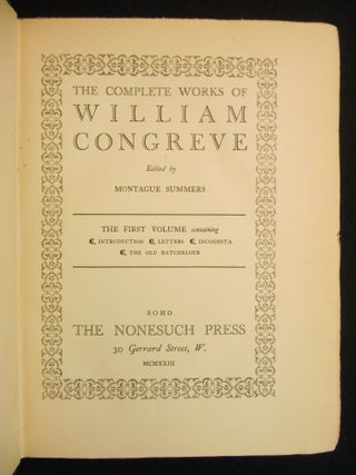 Item #231128050 The Complete Works of William Congreve. William Congreve, Montague Summers