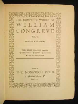 Item #231128050 The Complete Works of William Congreve. William Congreve, Montague Summers