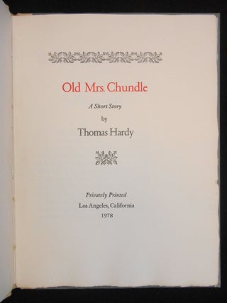 Old Mrs. Chundle; A Short Story...