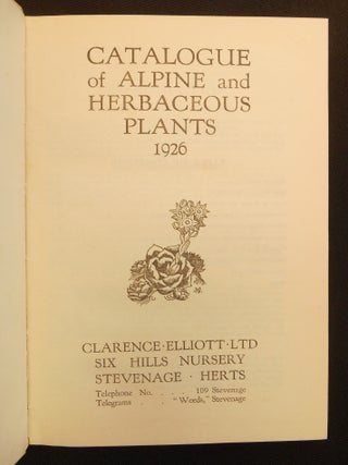 Catalogue of Alpine and Herbaceous Plants, 1926