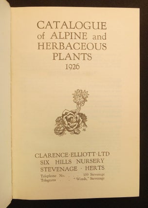 Catalogue of Alpine and Herbaceous Plants, 1926