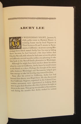 Archy Lee; A California Fugitive Slave Case