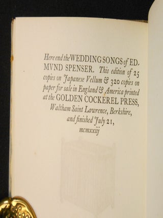 The Wedding Songs of Edmund Spenser, being the Prothalamion & the Epithalamion; Printed from the best editions, with Wood-cuts by Ethelbert White...