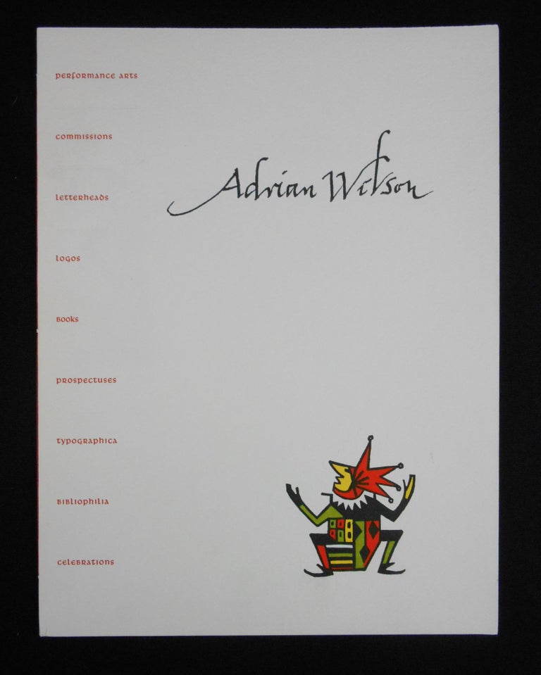 Item #CNBR210 [Prospectus for] The Ephemera of Adrian Wilson; An Annotated List, 1944-1988. James Linden, Joyce Lancaster Wilson, Annotated List, Commentary.
