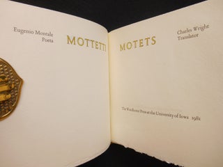 Item #CNBR378 Mottetti / Motets. Eugenio Montale, Charles Wright