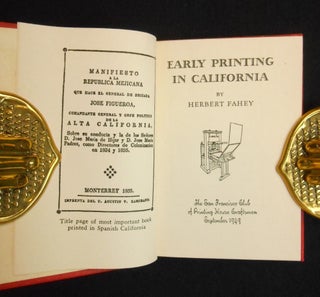 Item #CNBR473 Early Printing in California. Herbert Fahey