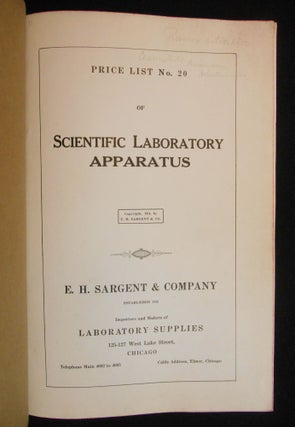 Price List No. 20 of Scientific Laboratory Apparatus