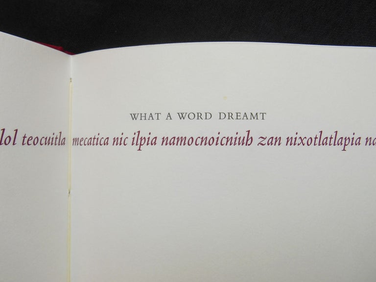 Item #CNJL1099 What a Word Dreamt; Versions of Aztec Poetry. Peter Everwine.
