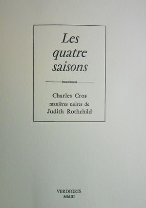 Les Quatre Saisons [ARTIST BOOK - Judith Rothchild]