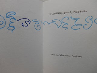 Naming, A Poem by Philip Levine, Sutton Hoo Select Number Four [Copy "B" (beta) of 13 special copies lettered in Greek]