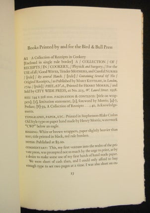 Twenty-One Years of Bird & Bull; A Bibliography, 1958-1979