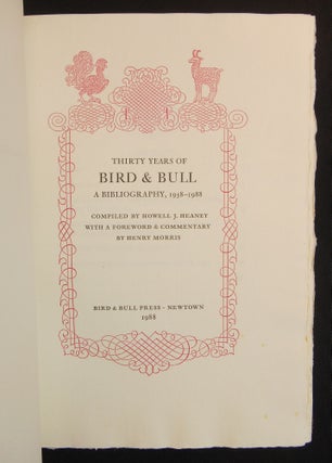 Thirty Years of Bird & Bull; A Bibliography, 1958-1998