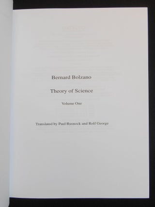Bernard Bolzano, Theory of Science