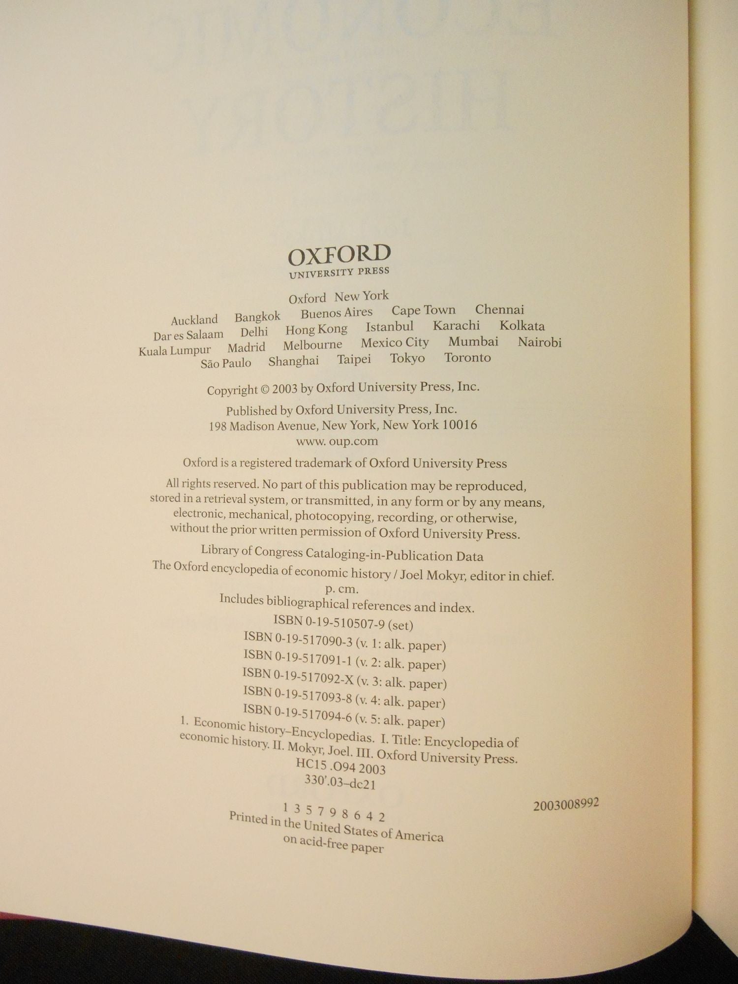 The Oxford Encyclopedia Of Economic History | Joel Mokyr, In Chief