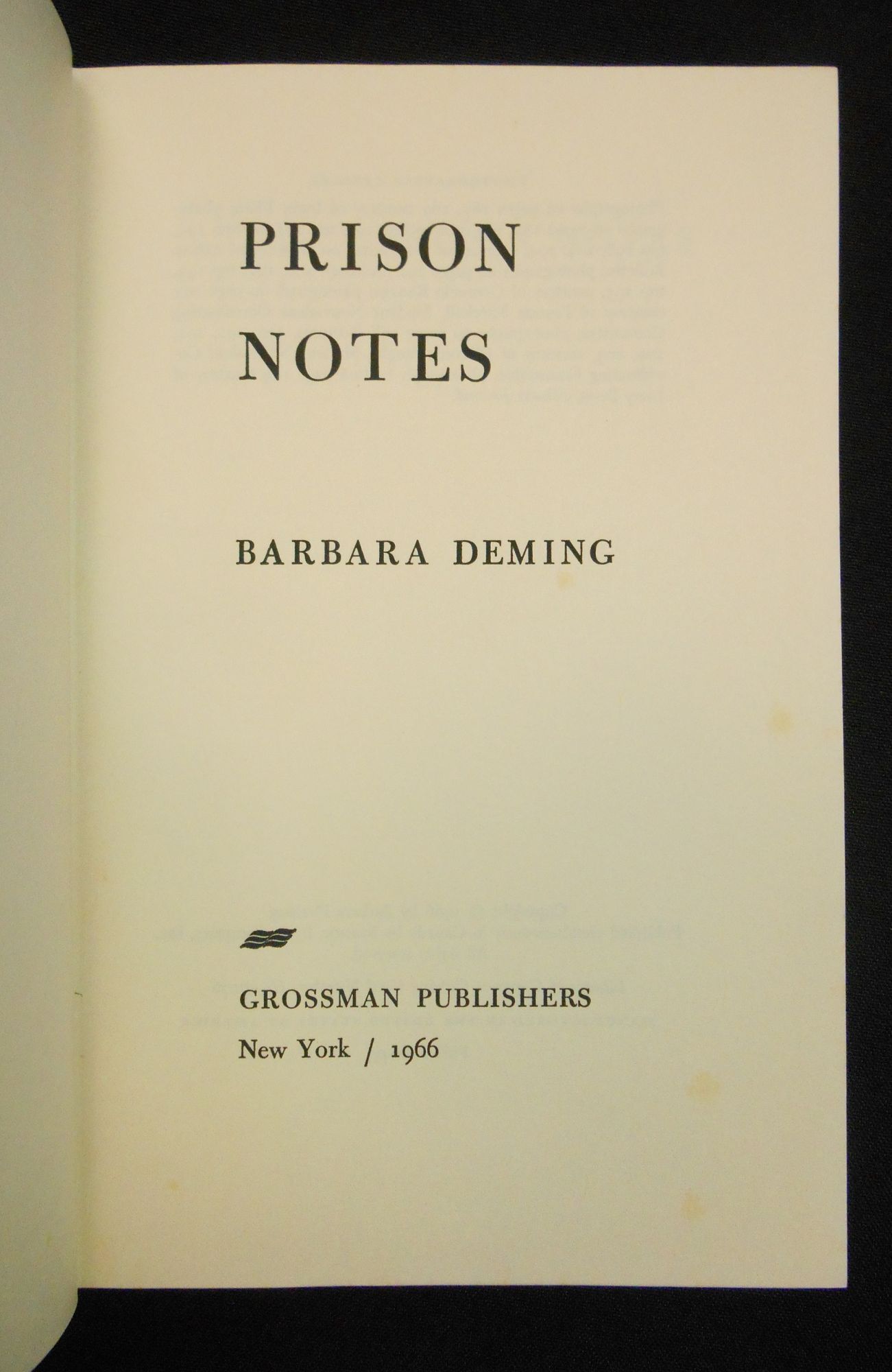 Prison Note Paper Prison Notes | Barbara Deming | First Edition