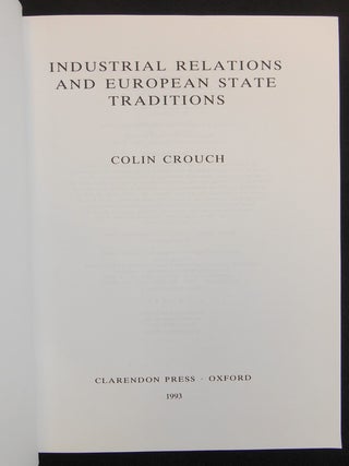 Industrial Relations and European State Traditions