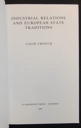Industrial Relations and European State Traditions