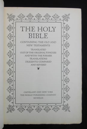 Item #CNJL314 The Holy Bible [with] The Making of the Bruce Rogers World Bible; Containing The...