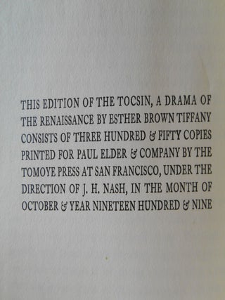 The Tocsin, A Drama of the Renaissance
