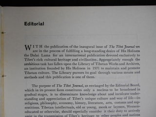 The Tibet Journal, Volume 1, Number 1, July/September 1975; An International Publication for the Study of Tibet